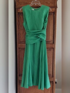 HOBBS LONDON TWITCHILL LINEN DRESS TROPICAL GREEN US 10 EXCELLENT LIKE NEW